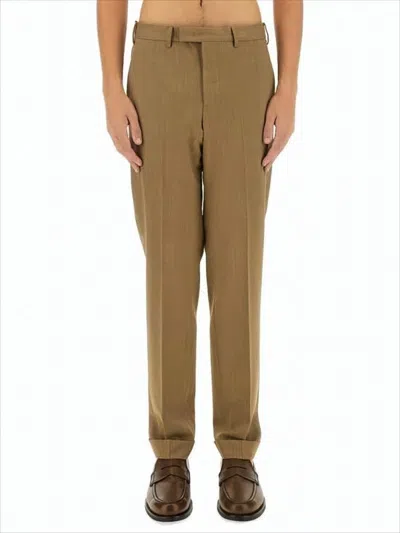 PT TORINO TAILORED BROWN SUIT PANTS WITH STRAIGHT-LEG SILHOUETTE