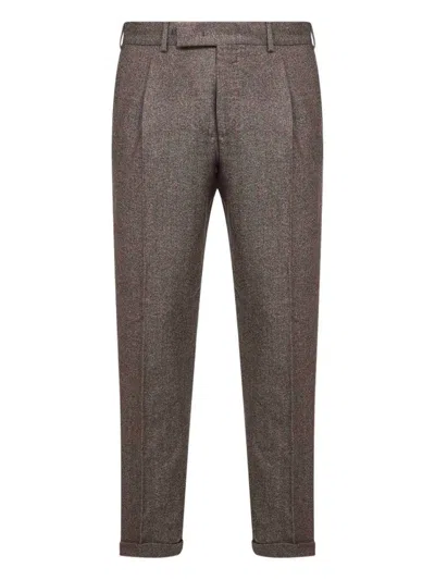 PT TORINO TAILORED BROWN TROUSERS IN WOOL-CASHMERE BLEND