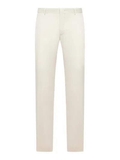 Pt Torino Tailored Cotton Blend Trousers In White