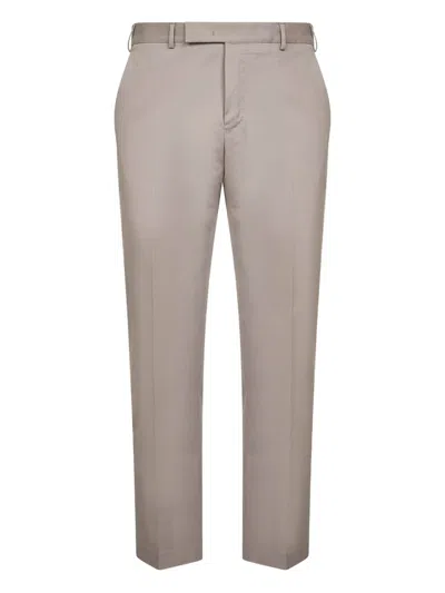 Pt Torino Tailored Cotton Trousers In Gray