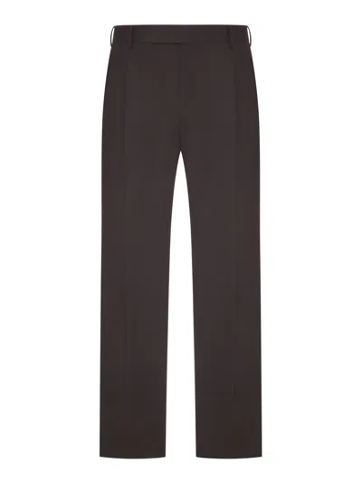 Pt Torino Tailored Fabric Trousers With Pleats In Brown