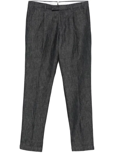 Pt Torino Tailored Grey Trousers With Classic Waistband In Blue
