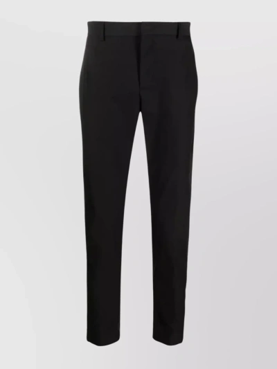 Pt Torino Tailored Mid-waist Cropped Trousers With Cuffed Hem In Black