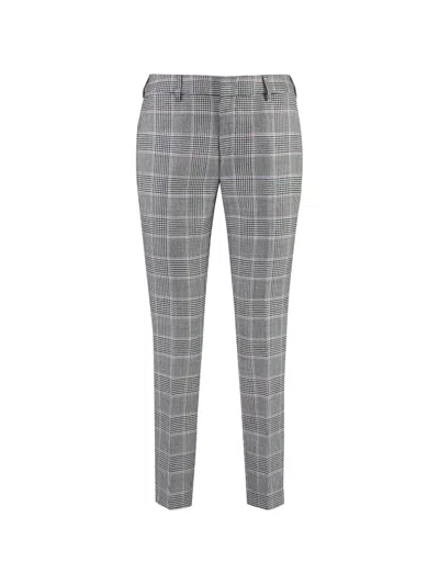 Pt Torino Tailored Plaid Wool Trousers In Gray