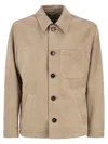 Pt Torino Tailored Suede Leather Jacket In Beige