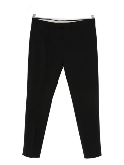 Pt Torino Tailored Dark Navy Cotton-blend Trousers In Black