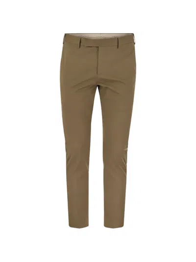 Pt Torino Dieci Stretch Cotton Trousers In Green
