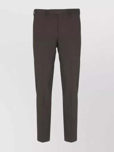 Pt Torino Tailored Virgin Wool Trousers Pockets In Brown