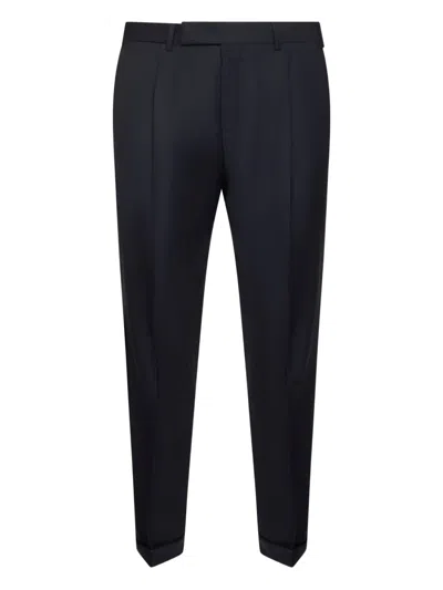 Pt Torino Tailored Wool Trousers In Blue