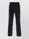 Pt Torino Tailored Wool Trousers With Pleats And Belt Loops In Black