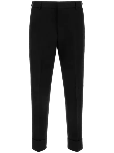 Pt Torino Tapered Cotton Pants In Black