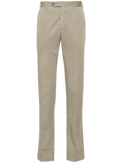 Pt Torino Tapered-leg Cotton-blend Chino Trousers In 中性色
