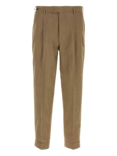Pt Torino Trousers Wool Blend Belt Loops In Brown