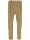 Pt Torino Beige Cotton Trousers In Neutrals