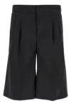 Pt Torino Midnight Blue Stretch Polyester Blend Bermuda Shorts In Black