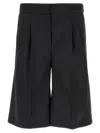 Pt Torino Midnight Blue Stretch Polyester Blend Bermuda Shorts In Black