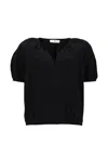 Pt Torino Black Solid V Neck Top In Black