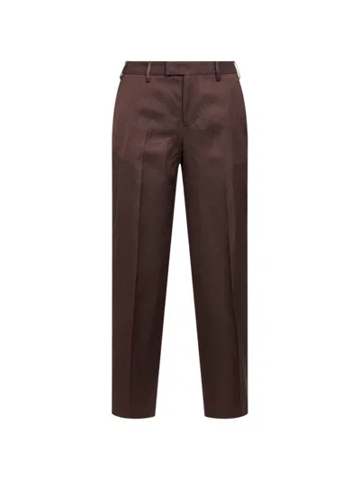 Pt Torino Textured Trousers In Brown
