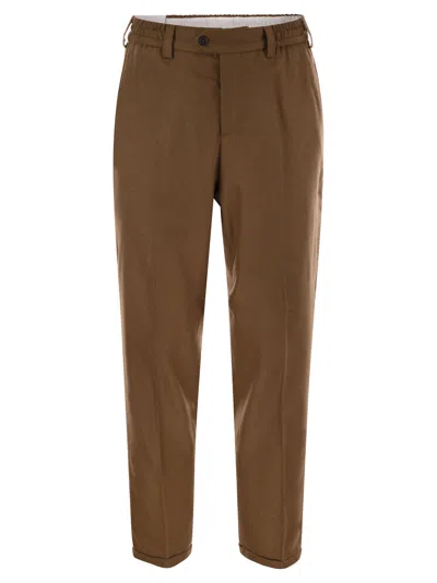 Pt Torino The Rebel - Wool And Cashmere Trousers In Brown