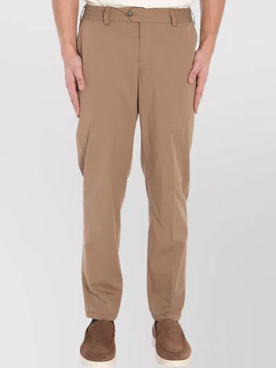 Pt Torino Rebel Button Elasticated-waist Trousers In Brown