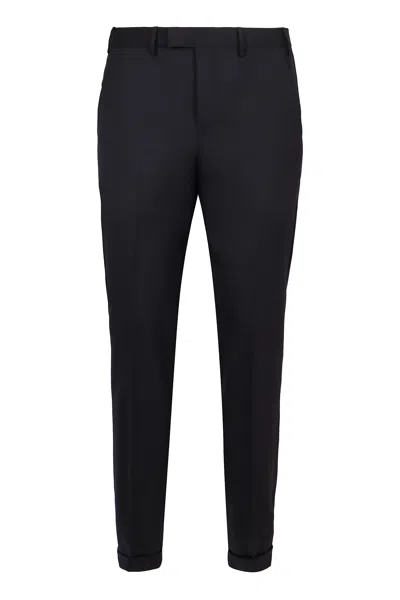 Pt Torino Travel Wool Blend Trousers In Black