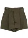 Pt Torino Pleated Cotton Shorts With White Details In Green