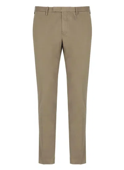 Pt Torino Straight Cotton Trousers Pockets In Brown