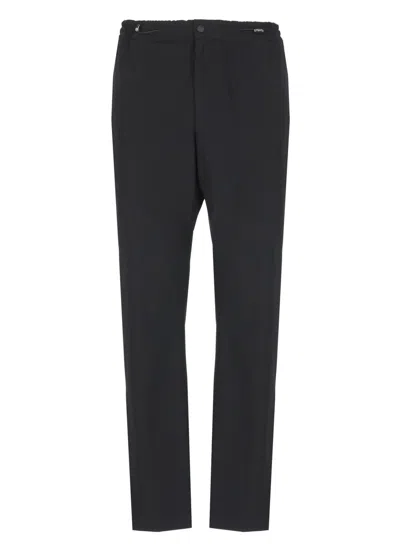 Pt Torino Straight Wool Trousers Elastic Waist In Black