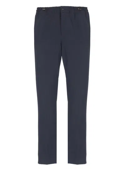 Pt Torino Wool Trousers With Drawstring And Elastic Waistband In Blue