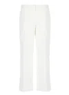 Pt Torino Cropped White Cotton Pants With Wide Leg And Turn-up Hem In White