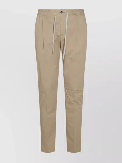 Pt Torino Trousers Back Side Pockets Elastic Waistband In Beige Grano