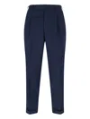 Pt Torino Blue Pants With Pleats And Belt Loops In Cotton Blend Man In Blue
