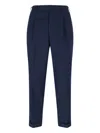 Pt Torino Blue Pants With Pleats And Belt Loops In Cotton Blend Man In Blue