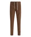 Pt Torino Slim Fit Drawstring Trousers In Brown Cashmere Blend In Brown