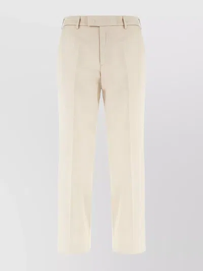 Pt Torino Trousers Cotton Blend Front Crease In Neutral