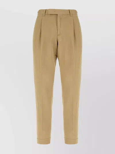 Pt Torino Trousers Cotton Blend Pleated Front In Metallic