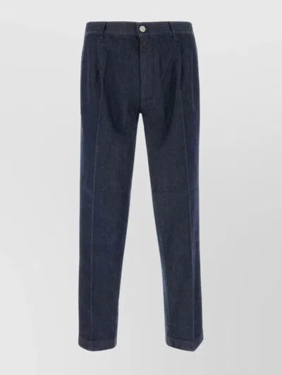 Pt Torino Trousers Cotton Front Pleats In Blue