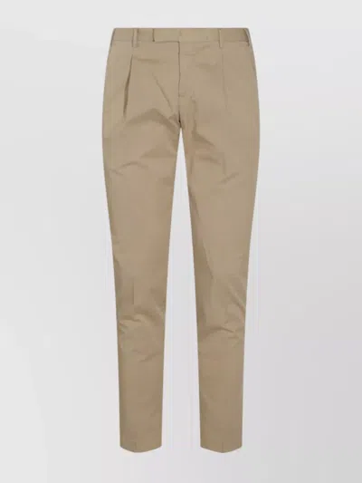 Pt Torino Trousers Front Pleats Tapered Leg In Brown