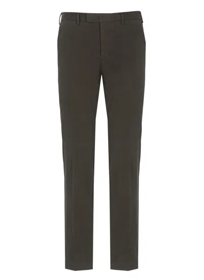 Pt Torino Straight Trousers With Flap And Button Pockets In Gray