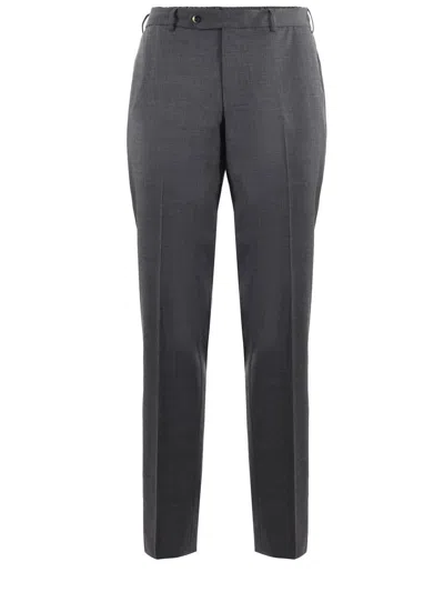 Pt Torino Wool Trousers With Concealead Closure In Grey