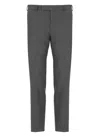 Pt Torino Slim Fit Wool Trousers With Button Detail In Grey