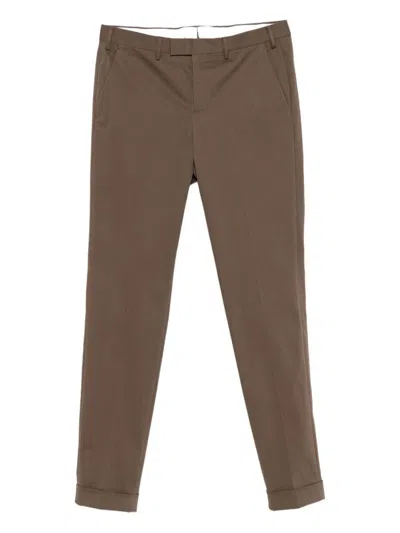 Pt Torino Tapered Chino Trousers In Brown