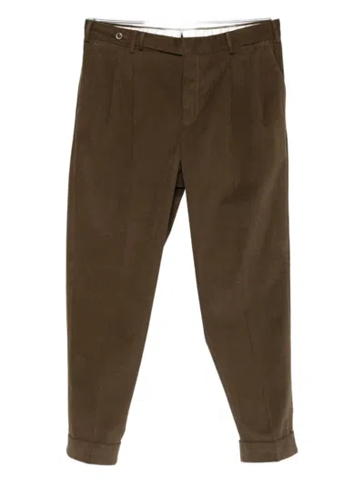 Pt Torino Pleated Tailored Trousers In Brown