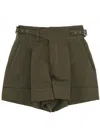 Pt Torino Pleated Cotton Shorts With White Details In Green