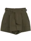 Pt Torino Pleated Cotton Shorts With White Details In Green