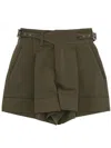 Pt Torino Pleated Cotton Shorts With White Details In Green