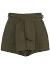 Pt Torino Pleated Cotton Shorts With White Details In Green
