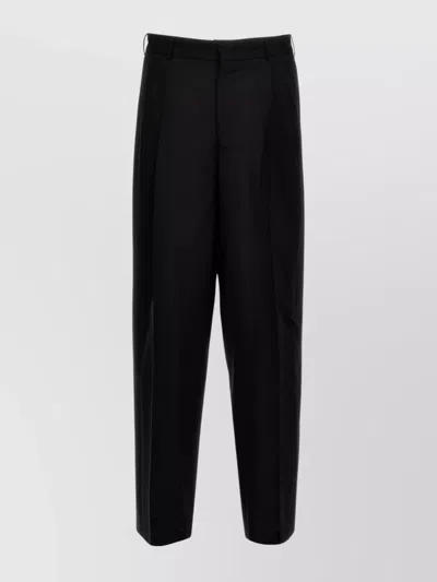 Pt Torino Trousers Pleated Front Belt Loops In Black