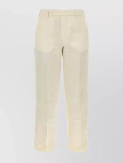 Pt Torino Trousers Straight Leg Front Crease In White
