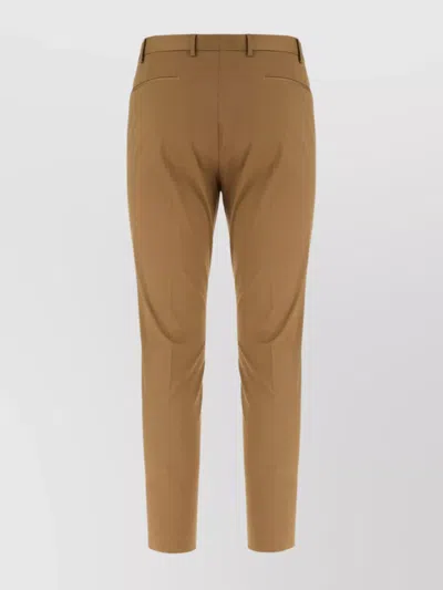 Pt Torino Trousers Stretch Cotton Back Pockets In Brown